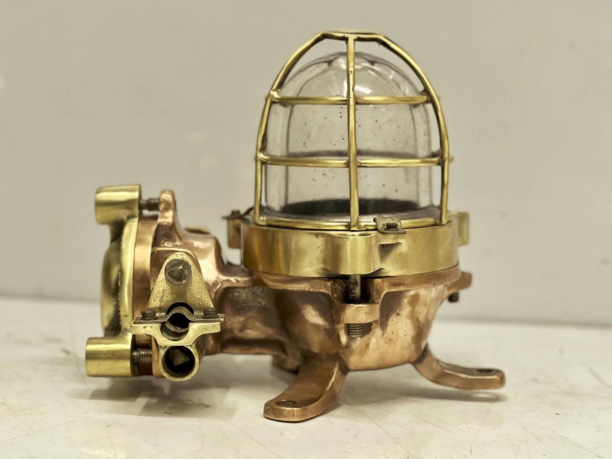 Excited to share the latest addition to my #etsy shop: Original Nautical Antique Brass Maritime Bulkhead Ship Light From Dae Yang etsy.me/4dXREmy #gold #bedroom #steampunk #glass #yes #clear #downrod #bulkheadlamp #captaindesk