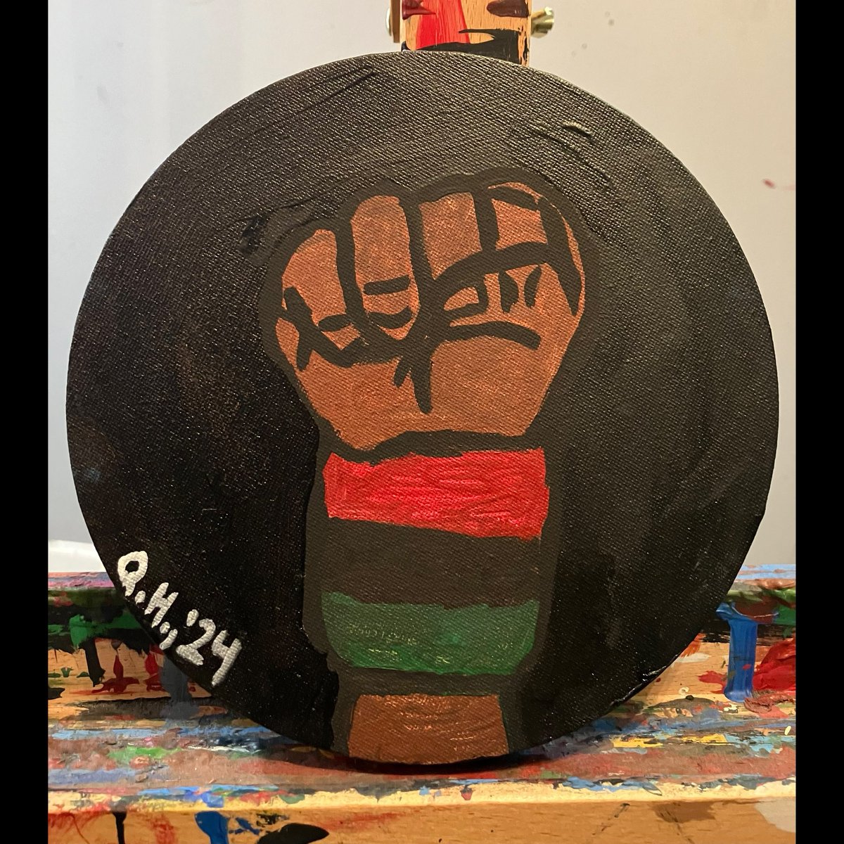 HutchinsQuentin's tweet photo. Reaching for Better Goals (RBG) for the People, Acrylic on Canvas, 8 inch circle canvas, painted and signed by me.
Price - $10.00
DM me If you’re interested!
#BlackArt #AfricanArt #RBG #readboutgarvey #BlackArtist #blackafricanpower #BlackPowerFist #RaceFirst #marcusgarvey #garveyflag #redblackandgreen #panafricanism #africancenteredart #AfricanNationalism #revolutionaryblackgod #revolutionarybutgangsta #supportblackartist