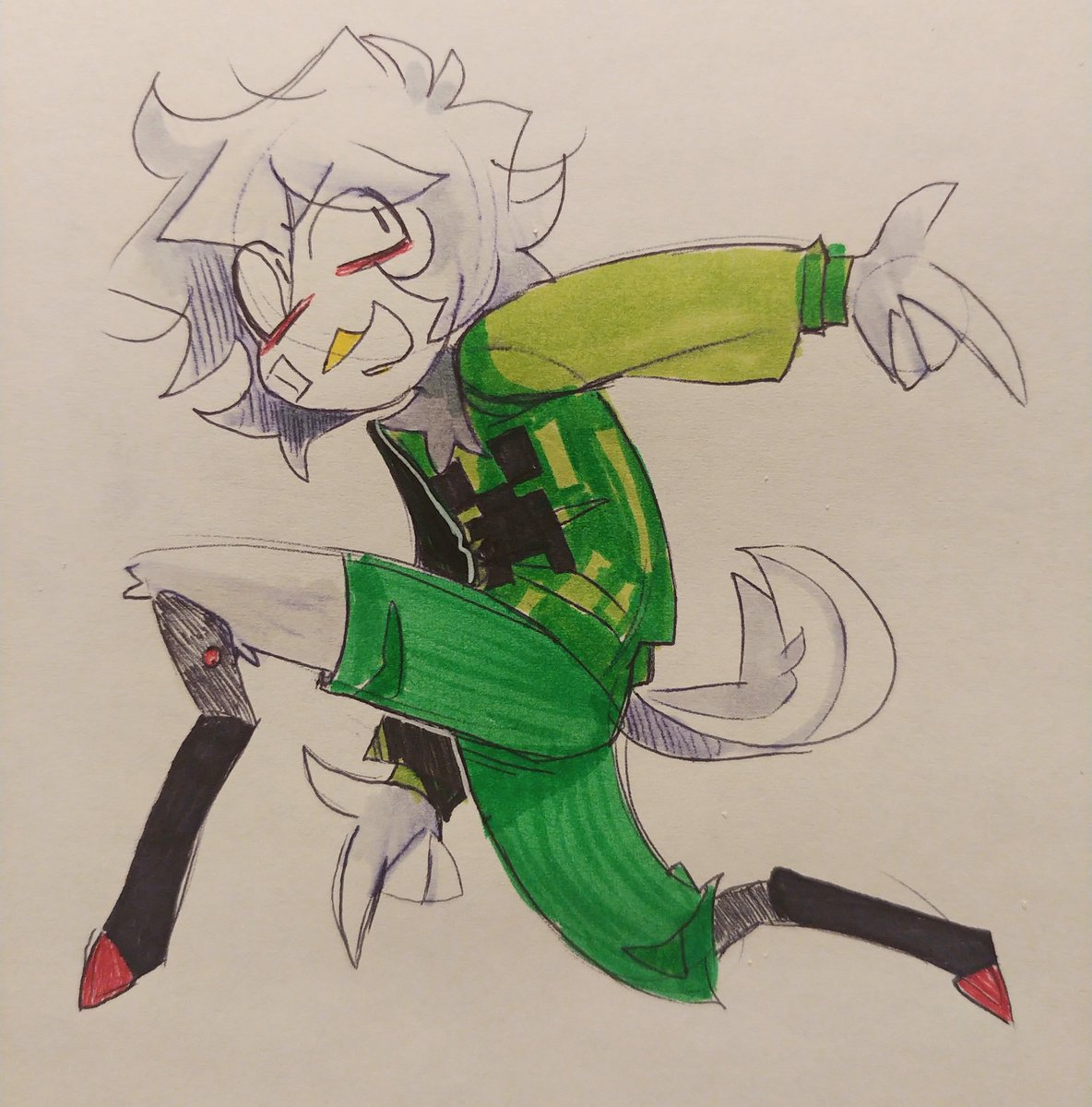 Underfell martlet doin the sonic pose in minecraft pajamas
