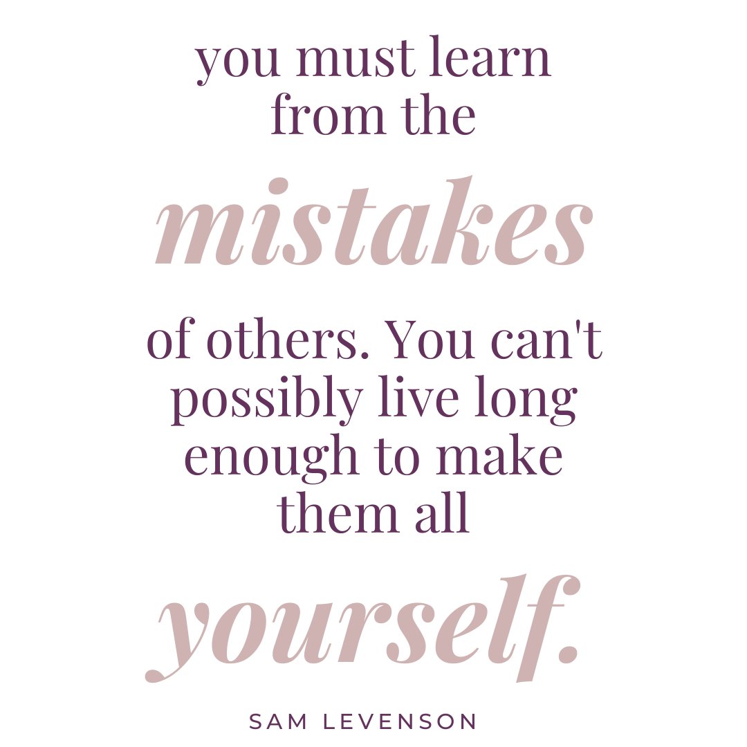 “You must learn from the mistakes of others. You can’t possibly live long enough to make them all yourself.” 
— Sam Levenson 

Do you fail upward? Celebrate your wins and your losses!

#fail #failup #failupward #failandwin #winning
 #RealestateAppleton