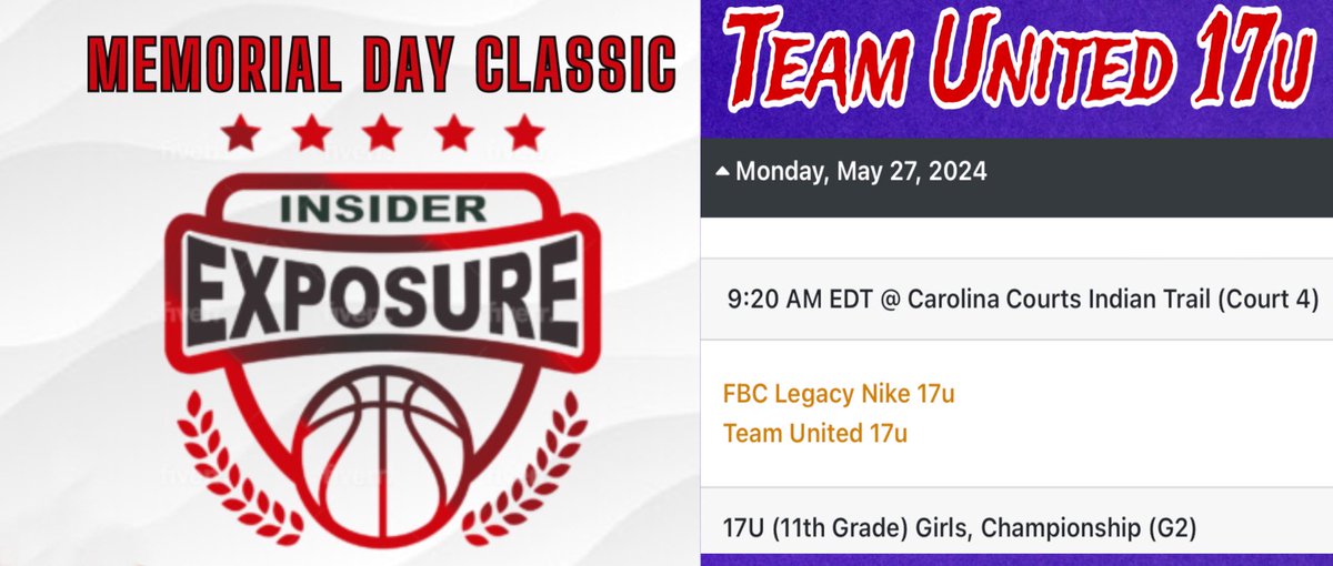 Came in first place in pool C ! See y’all tomorrow morning at 9am Carolina Courts Indian Trail court #4 ! Let’s go @TUGirlsBB 17u !