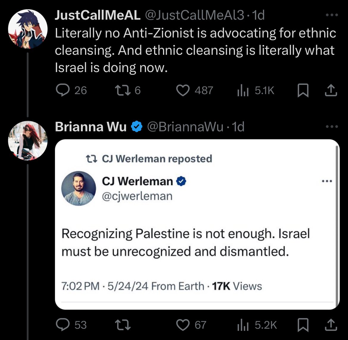 Did @BriannaWu just admit she thinks ending apartheid in South Africa was tantamount to an ethnic cleansing because it involved unrecognizing and dismantling the White Nationalist government?