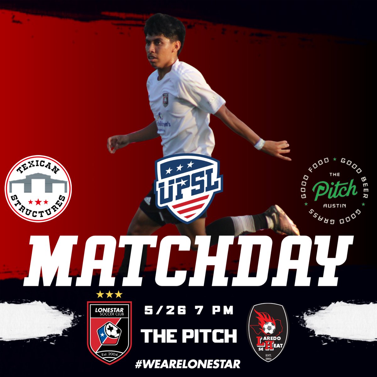 UPSL’s last game at The Pitch Be There. Be Loud. BE RED‼️ #WeAreLonestar | #UPSL