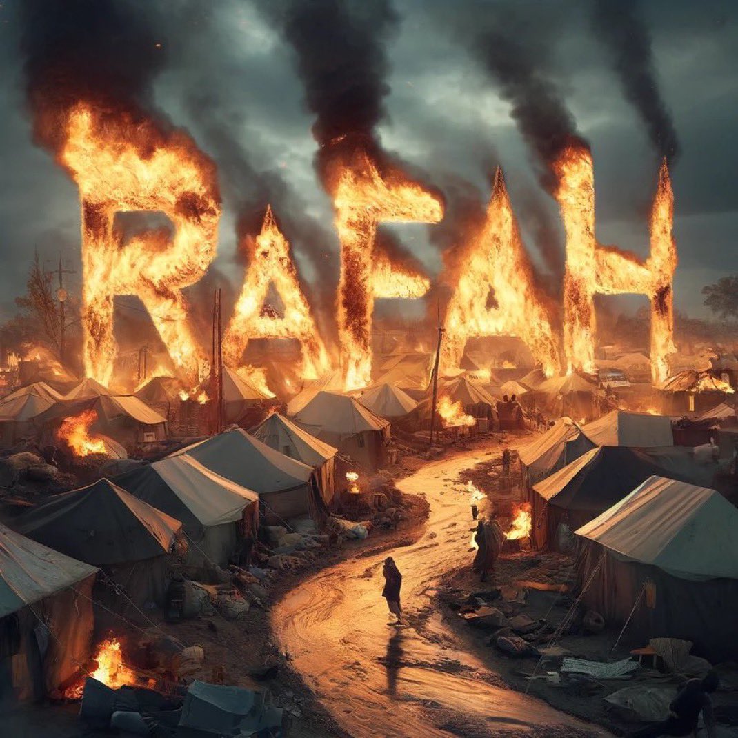 With the lie of a safe zone, they are rounding up civilians and committing genocide.

#RafahOnFire