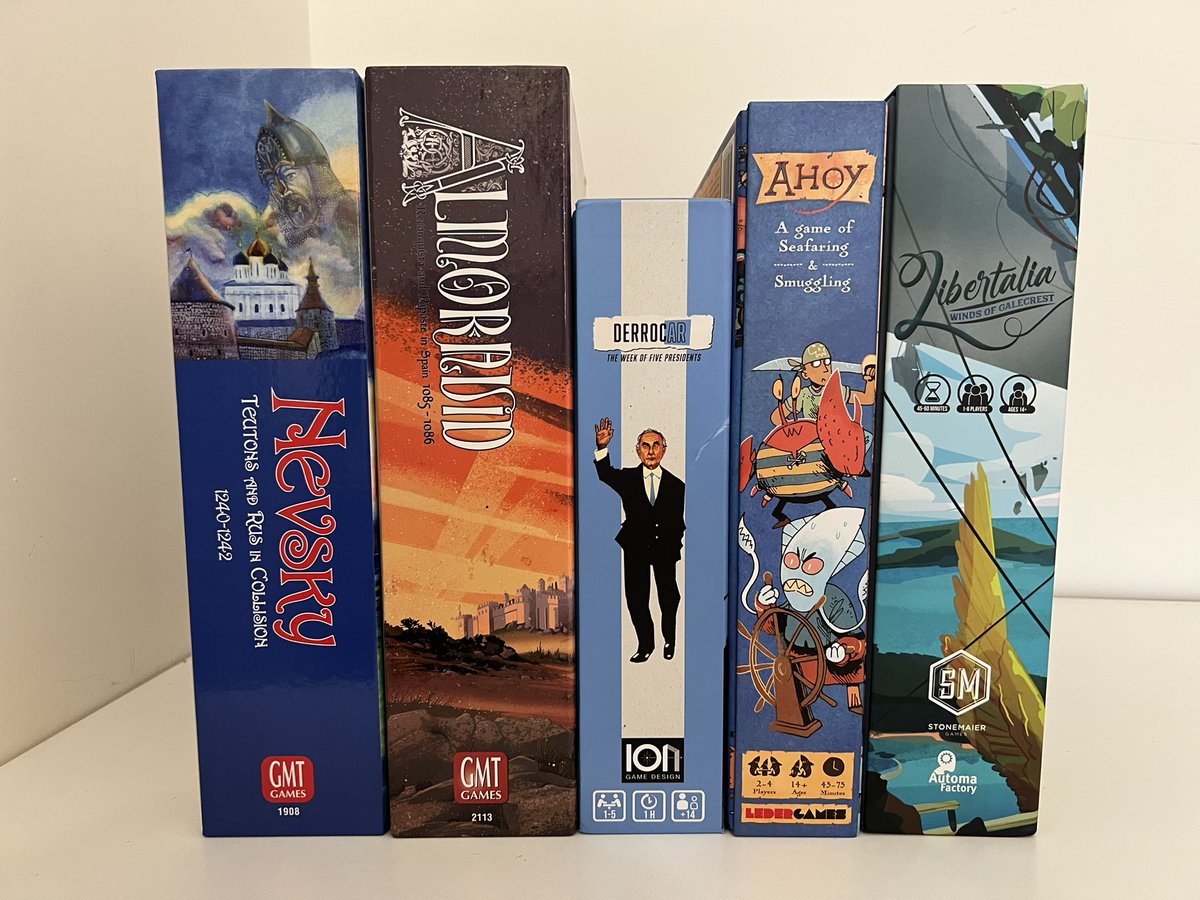 MBoardgaming's tweet photo. Y bueno, ¿cual sigue? ¿De cual quieren que hablemos primero? @gmtgames #nevsky #almoravid @IonGameDesign #derrocar @stonemaiergames @LederGames #ahoy @libertalia
https://t.co/q1LNGiHeM7 https://t.co/KhoFfIhwzp
