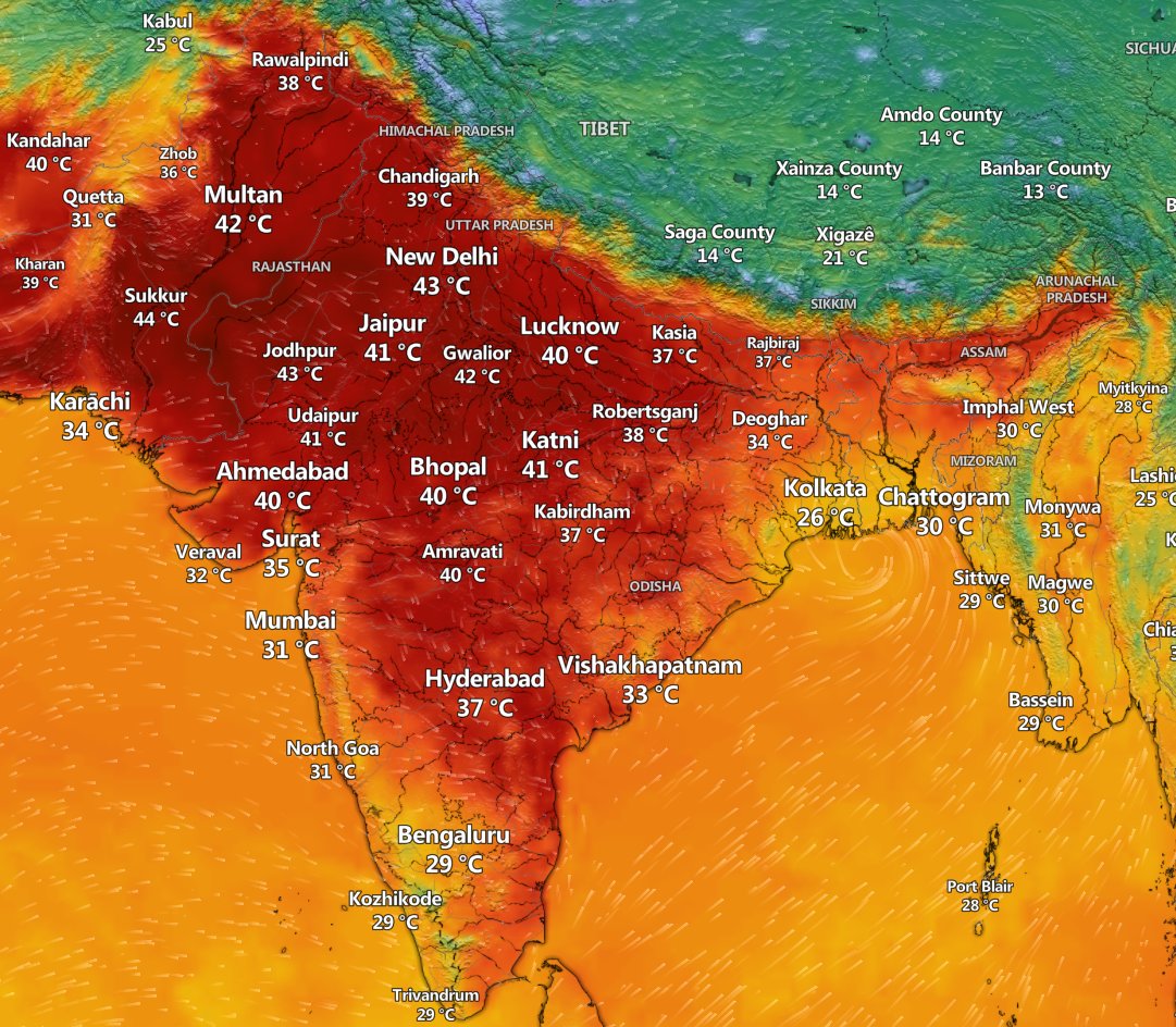 It is not a good thing for China that India is so hot. Because if indian cannot survive on their own territory due to the heat, they will have the motivation to invade China where has the cooler weather. It's like Mongolian had motivation to invade Song dynasty after it