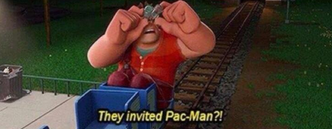 That cherry chasing dot-muncher isn't even part of this game