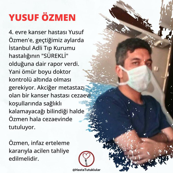 Hastanede olmasi gereken insanlari cezaevinde öldürüyorlar!

YaşlıHasta TutuklularaTahliye

@alibabacan @ErbakanFatih
@T_Karamollaoglu @dmtevgar
@yesimsalkim @sgokbakar @yildarado @nibenka
@demetakbag  @TBMMresmi #fenerağlama #Yargı
#galatasarayşampiyon 
#FenerbahcesencokYAŞA