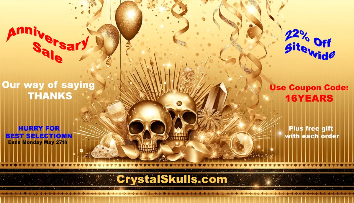 csguardian's tweet image. Celebrating Crystal Skulls with 22% OFF SITEWIDE at crystalskulls.com/new.html   #memorialdaysale #memorialsale #crystals #skulls