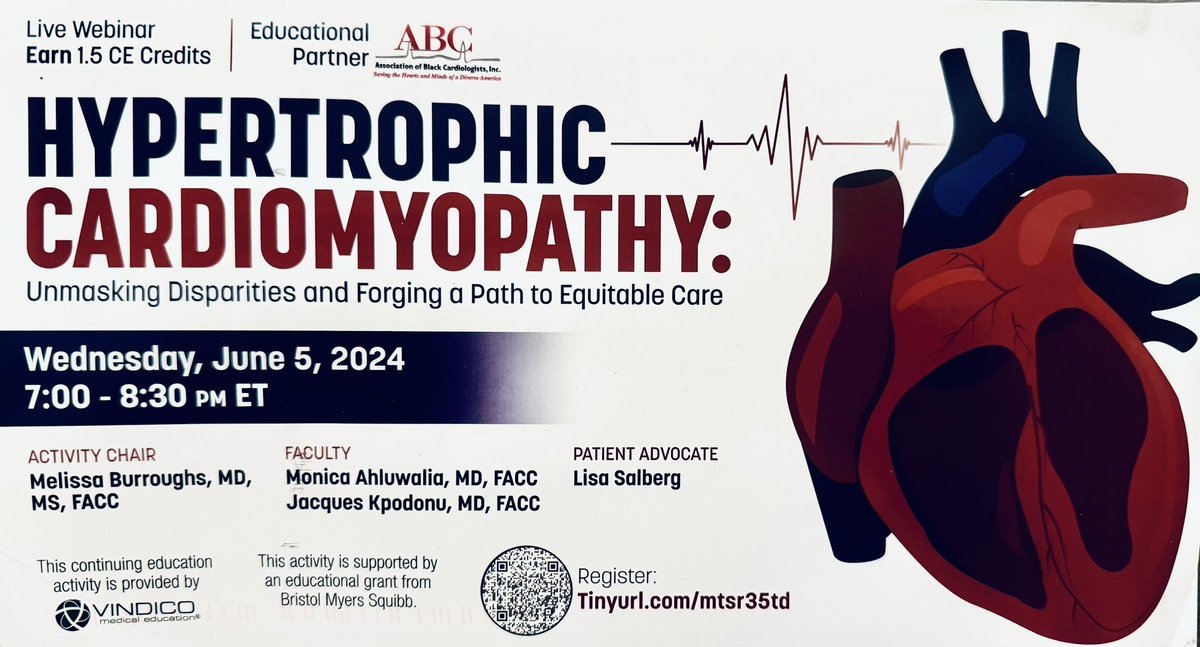 Join us on June 5 to learn about hypertrophic cardiomyopathy #HCM the most common genetic cardiac disease that affect 1:500.
Learn how we are leveraging #AI to risk stratify populations with #HCM and novel treatments .
@ABCardio1 @ACCinTouch @STS_CTsurgery @BIDMCSurgery @BidmcCvi