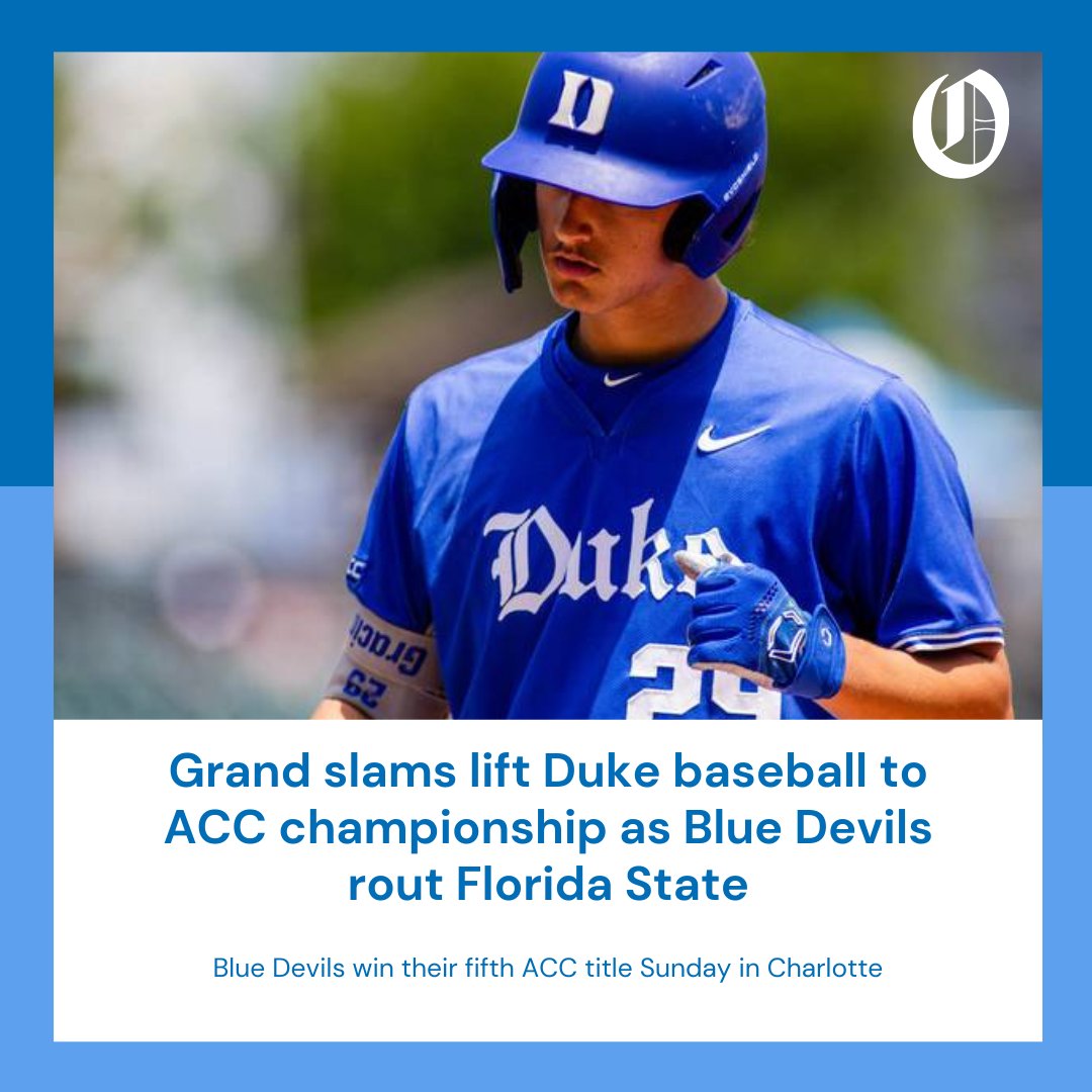 Grand slams, plural, leads Duke past Florida State for the ACC baseball championship Sunday in Charlotte Story from @stevewisemanNC Tap here: charlotteobserver.com/sports/college…
