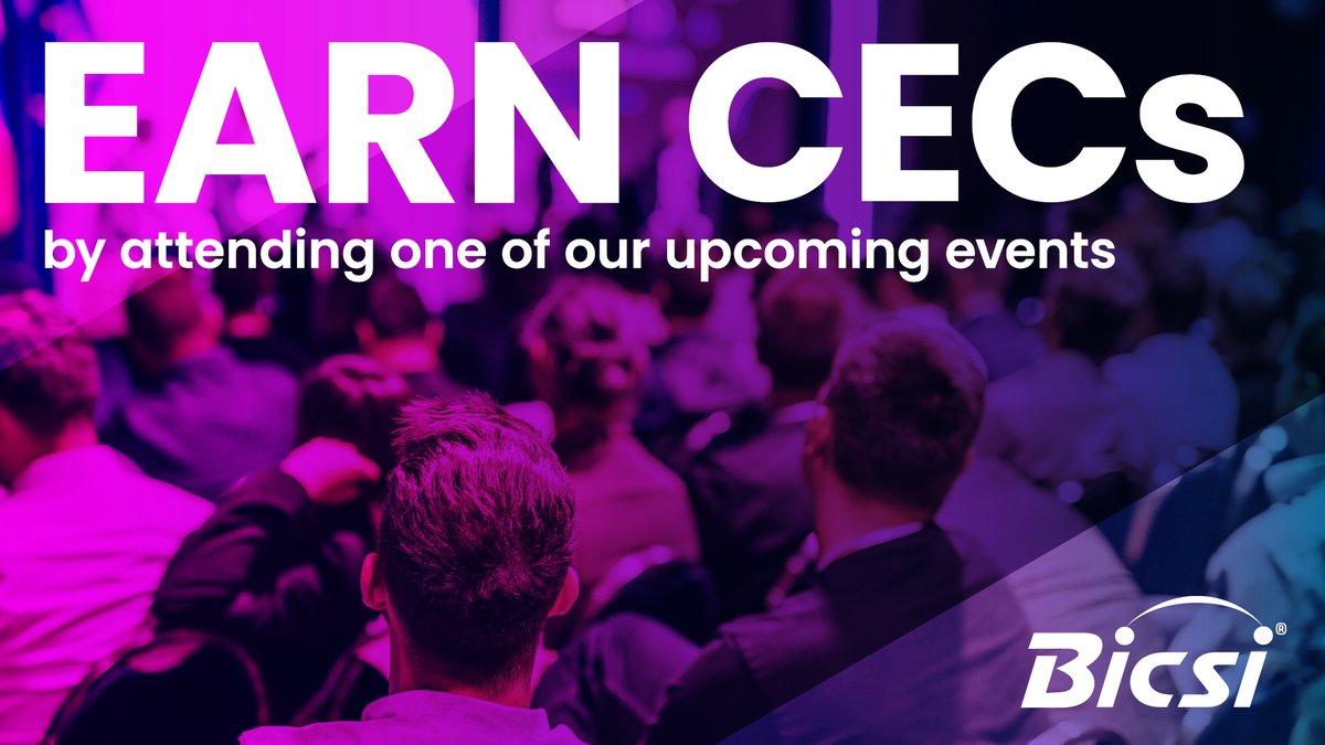 BICSI's tweet image. BICSI Events = chances to earn #CECs toward your BICSI recertification! Earn, learn, and grow by attending one of our upcoming events. Not a #BICSI Credential Holder? Learn more about advancing your career by becoming a BICSI-certified professional! 

bicsi.org/conferences-an…