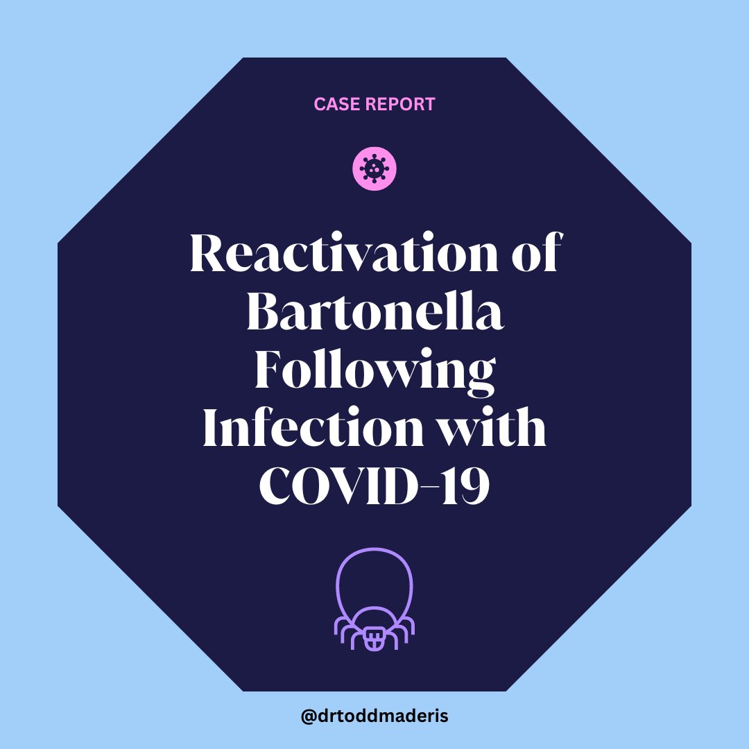 [CASE REPORT] Reactivation of Bartonella Following Infection with COVID-19 We are living in a time when it is not uncommon for people to have symptoms caused by multiple pathogens. During the #COVID pandemic, there was a lot of discussion about reactivated #EpsteinBarr virus