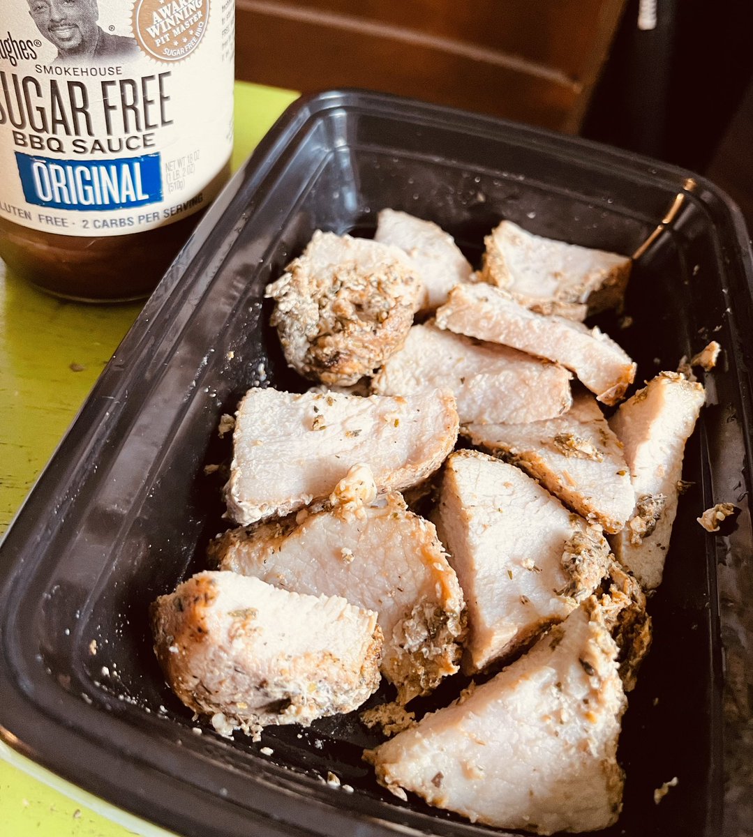 Day 8️⃣6️⃣ (5.26.24): a 12oz pork loin snack with some @ghughessugarfree #BBQ sauce on the side. #carnivorewomen  #carnivoretribe #carnivoreclub #carnivoreweightloss #carnivore #carnivorecommunity  #weightlossjourney #liondiet
#weightloss #macros #gym #gymlife #meat #meatlover