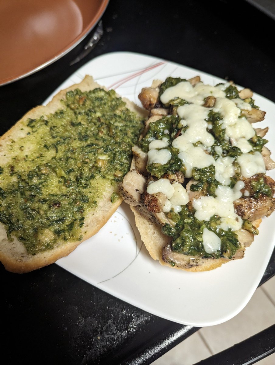 NotRayNarvaez's tweet image. I attempted to make bread and pesto sauce today so naturally I made a chicken mozzarella pesto sandwich with them