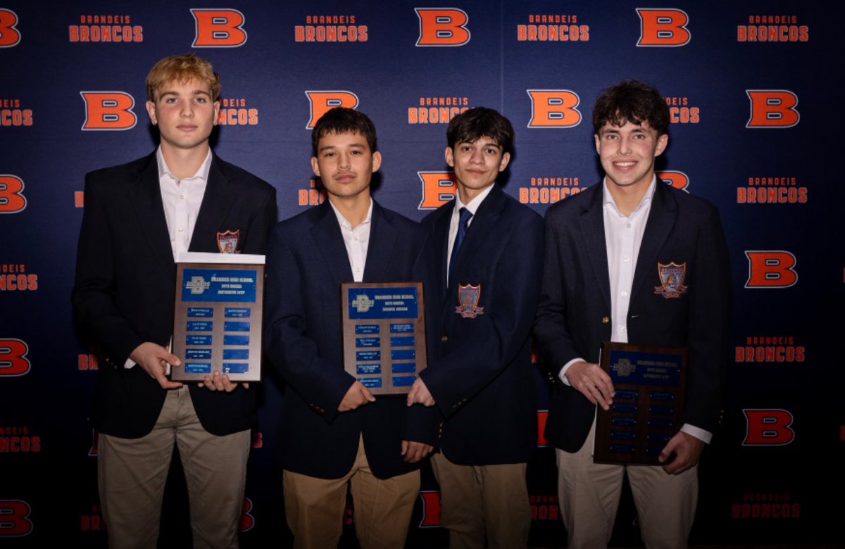 Brandeis HS Men’s Soccer (@broncosfutbol) on Twitter photo Had a great time at the Varsity Sports Banquet. Thank you <a href="/BroncosBrandeis/">Brandeis Broncos Athletic Booster Club</a> for organizing this event and celebrating our student athletes.
Bronco Award - <a href="/jackson_pipes/">Jackson Pipes</a> and Grayson Zapata
Offensive MVP - <a href="/sJake_9/">Jake Salas</a>
Defensive MVP - <a href="/BostonBabiarz06/">Boston</a>
📷: <a href="/robinjansky/">Robin Jansky</a> Had a great time at the Varsity Sports Banquet. Thank you <a href="/BroncosBrandeis/">Brandeis Broncos Athletic Booster Club</a> for organizing this event and celebrating our student athletes.
Bronco Award - <a href="/jackson_pipes/">Jackson Pipes</a> and Grayson Zapata
Offensive MVP - <a href="/sJake_9/">Jake Salas</a>
Defensive MVP - <a href="/BostonBabiarz06/">Boston</a>
📷: <a href="/robinjansky/">Robin Jansky</a>
