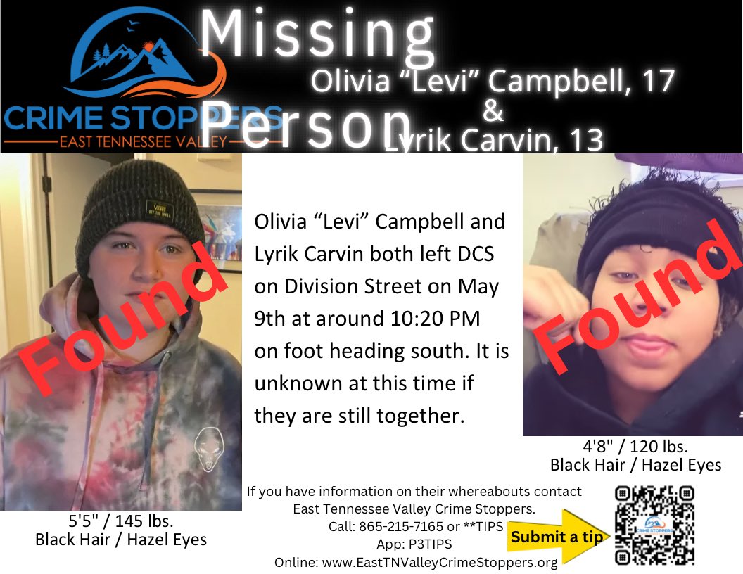 tn_crime's tweet image. UPDATE (5/26/2024): Both #missingteens have now been located thank you to everyone who shared our post and submitted tips on their whereabouts