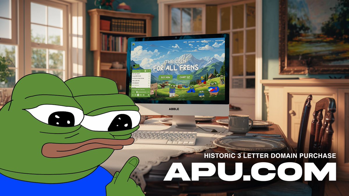 Frens!!! 🐸

Today we are happy to share that $Apu is making some history and that we have acquired the Apu.com domain 🖥! Not only are three letter domains big news, but this one has the added lore of being featured on the Simpsons, one of TV’s most popular