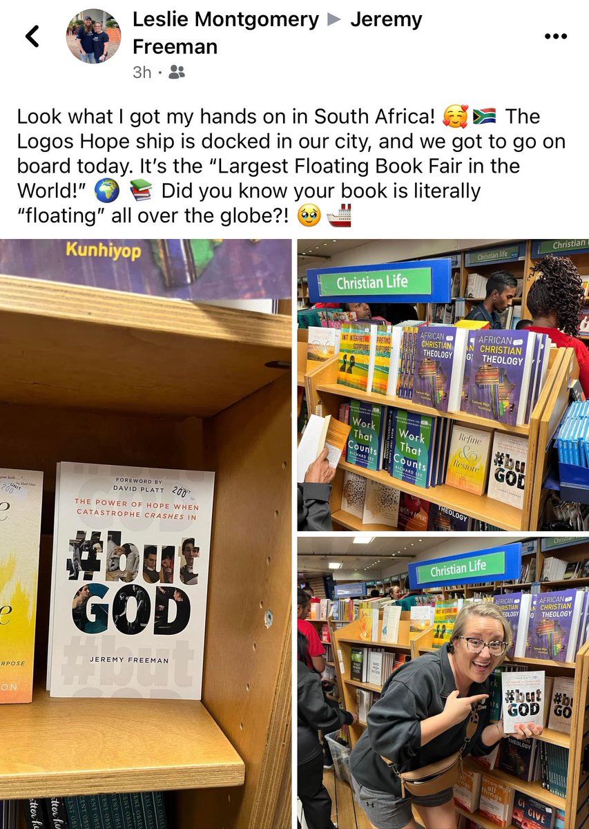 I love seeing posts like this and seeing #butGod being available in other parts of the world! I’m super grateful!! You can get a copy for $8.50 on Amazon! amazon.com/butGod-Power-H…