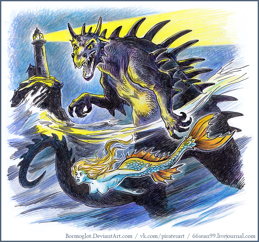 «Mermay 2024» - русалочий май. 🧜‍♀️
Продолжаю арт-челлендж «Мермей 2024».
8 мая - Kaiju - Кайдзю, монстр.