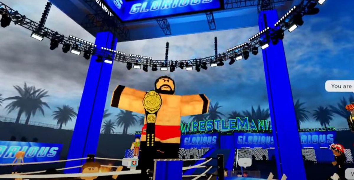 GloriousOne_WXR's tweet photo. He brought goons, I brought mine. Thank you everyone for this GLORIOUS Wrestlemania, and thank you to Chad Gable for being helpful and someone I will not mention. 
The Glorious reign continues!!!

@WWEOnRoblox https://t.co/lH7VznuJ6l