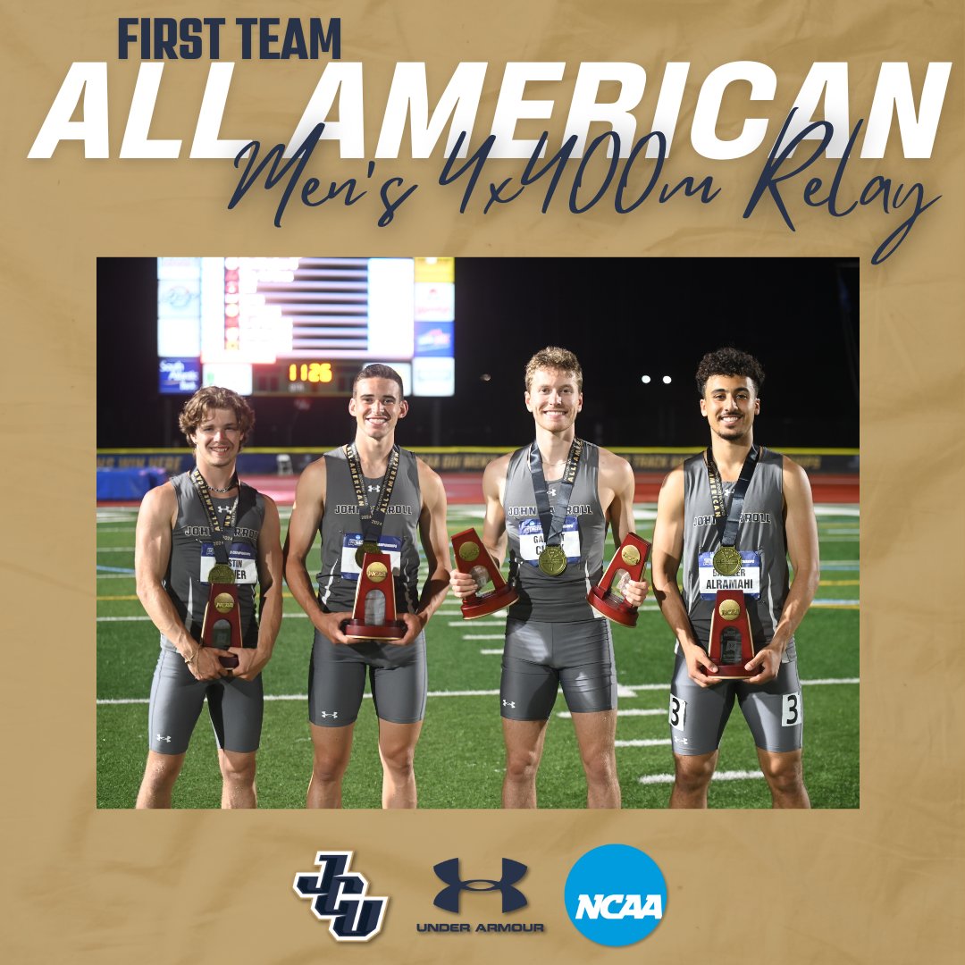 ALL-AMERICANS🏆

🔷Men's 4x400 Meter Relay: Garrett Clark, Dustin Horner, Tyler Gast, and Basheer Alramahi 
⚡️3rd Overall: 3:10.72
🔷Second consecutive outdoor All-American finish for the relay 

#StreakUp | #WhyJCU