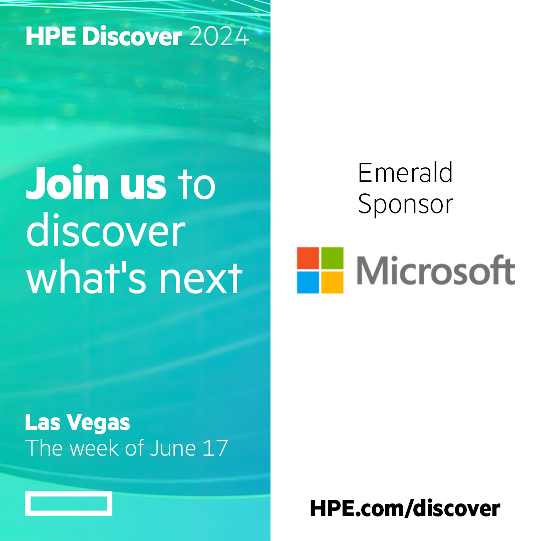 Emerald Sponsor @Microsoft has a mission to empower every person and organization to achieve more. 💪 Join them at #HPEDiscover for a business breakout or demo to learn how you can get smarter with your data. 💡 Register now. hpe.to/6018eDwuj