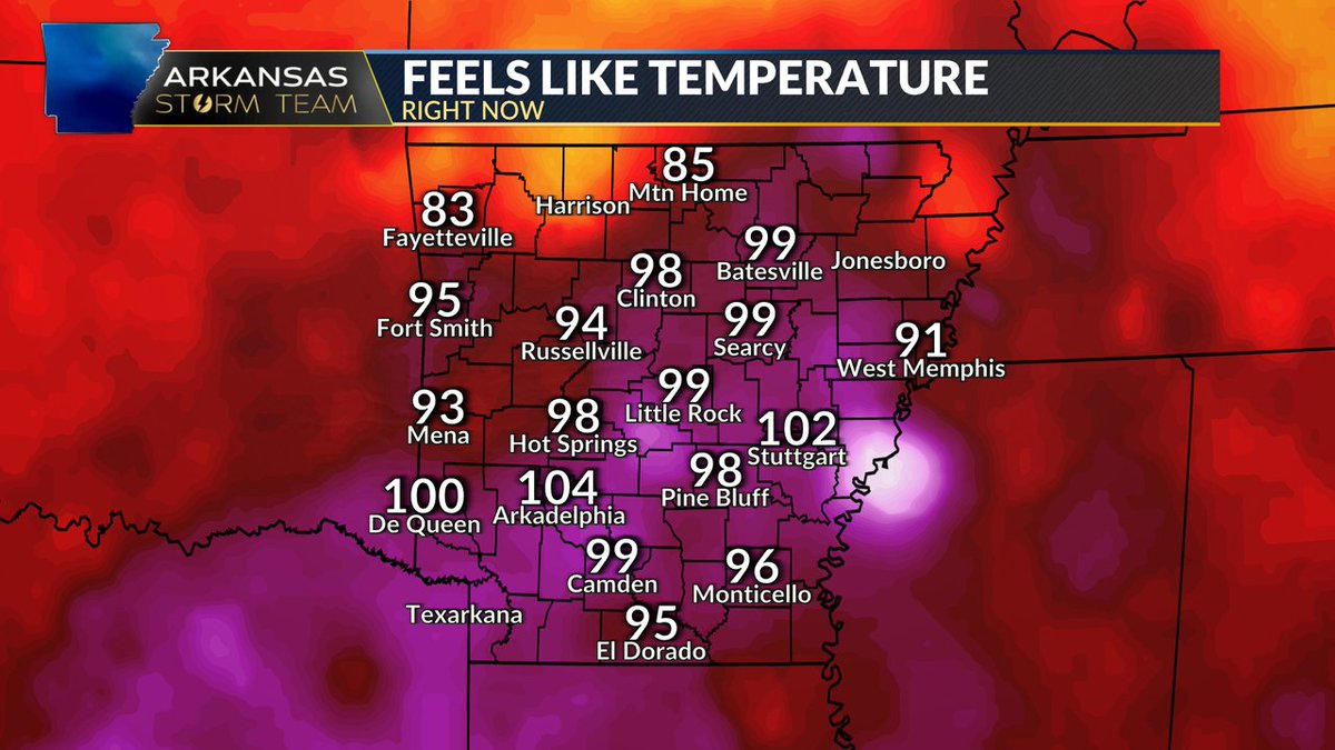 Heat index is ridiculous #ARWX #ARStormTeam