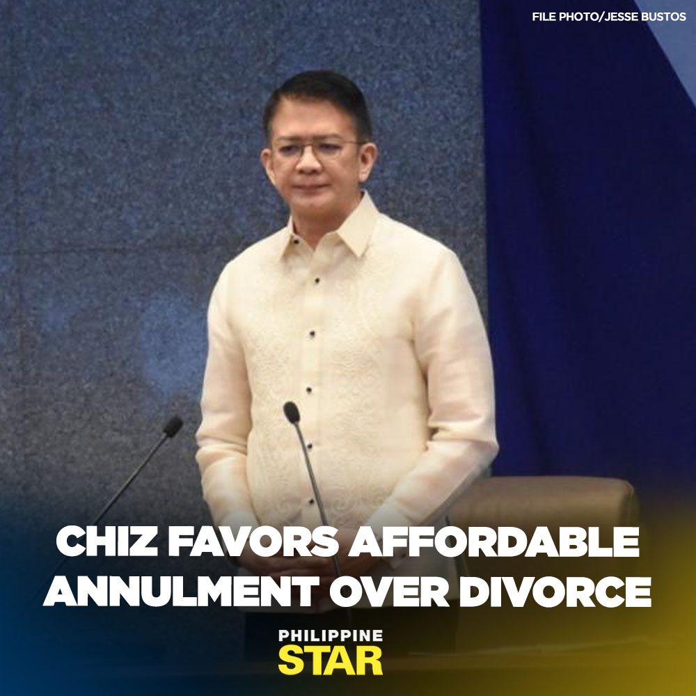 Instead of supporting House Bill 9349 – the proposed Absolute Divorce Act, which the House of Representatives approved on third and final reading last week – Senate President Francis Escudero wants to push for making annulment affordable and accessible. tinyurl.com/36ehrtzs