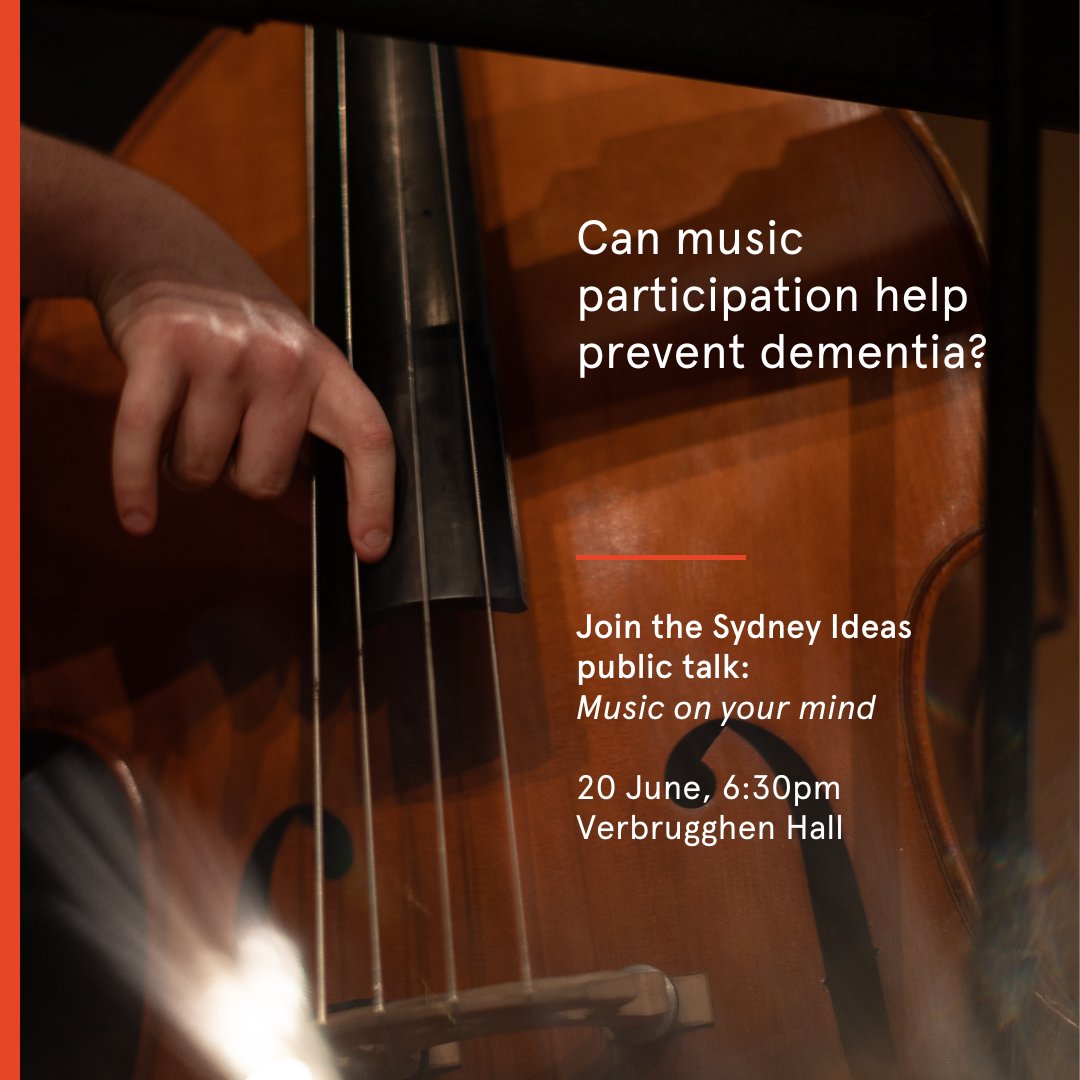 Tune in to this upcoming #SydneyIdeas public talk event as Professors Sharon Naismith (@Prof_Naismi, @BrainMind_Usyd) and Neal Peres Da Costa (@sydneycon) share how musical activity might just hold the key to #dementia prevention.

🎶Register: ow.ly/AVmg50Ry9RI