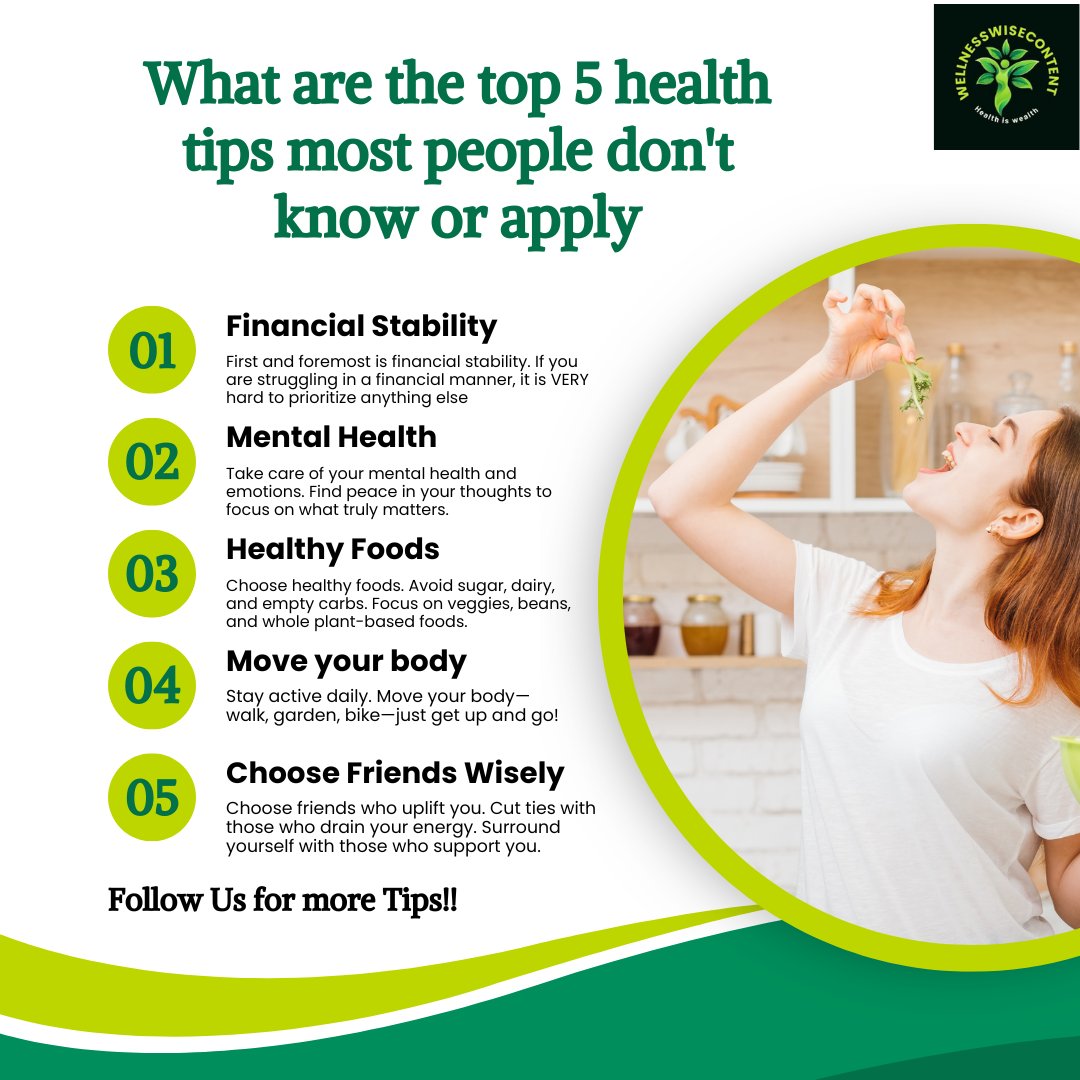 What are the top 5 health tips most people don't know or apply 🌟💡' #HealthHacks #WellnessWisdom #HealthyLiving #SecretsToHealth #DailyHealthTips #WellnessJourney #HealthAwareness#HealthHacks #WellnessWisdom #HealthyLiving #SecretsToHealth #DailyHealthTips #WellnessJourney