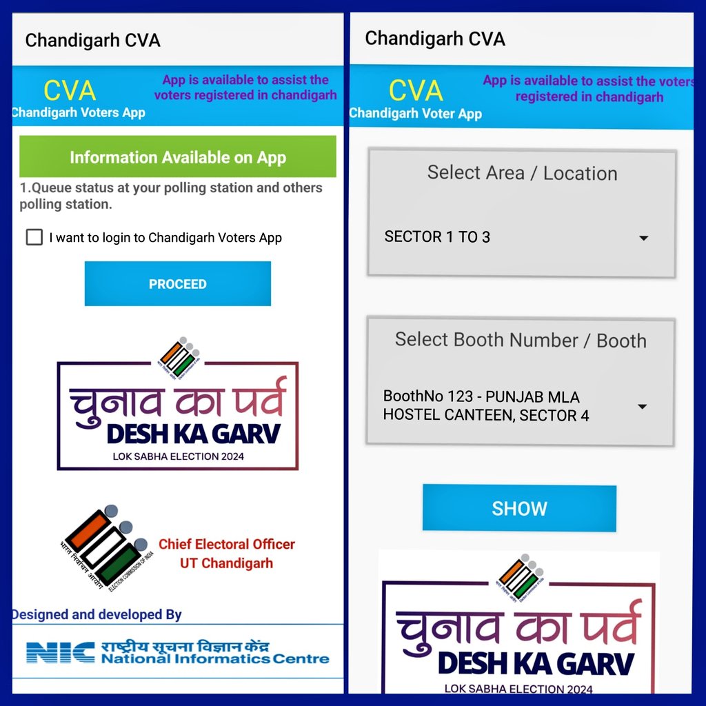 Chandigarh Administration has launched CVA (Chandigarh Voter App) a queue management application designed to facilitate a smooth voting experience.

Don't wait download it now : play.google.com/store/apps/det…

#ChunavKaParv_DeshKaGarv
#LokSabhaElections
#Vote4Sure
#GoVote
#WeCareForYou