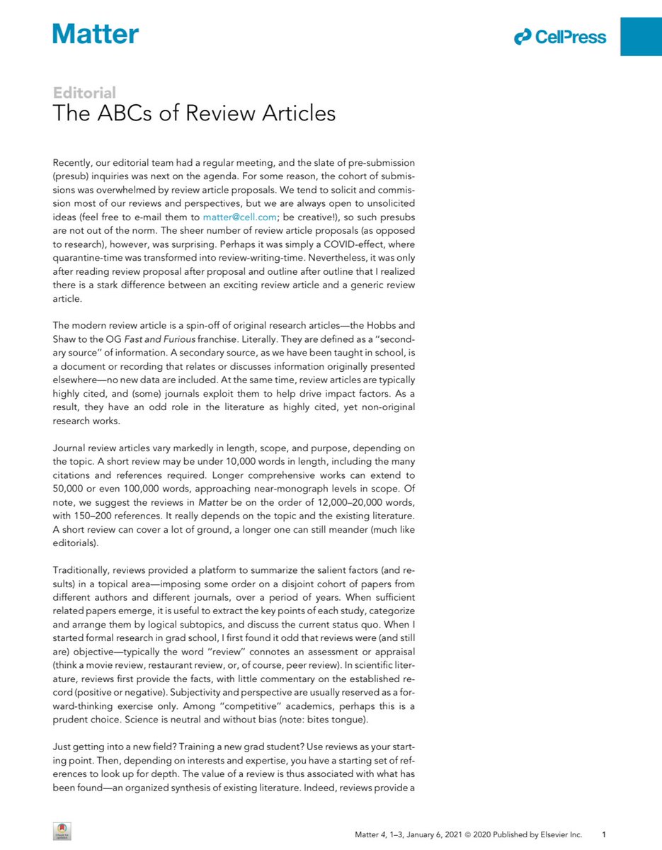 The ABCs of Review Articles @Matter_CP #Review #writing #Research #Science #PhD #phdchat #academic #academictwitter Free download: sciencedirect.com/science/articl…