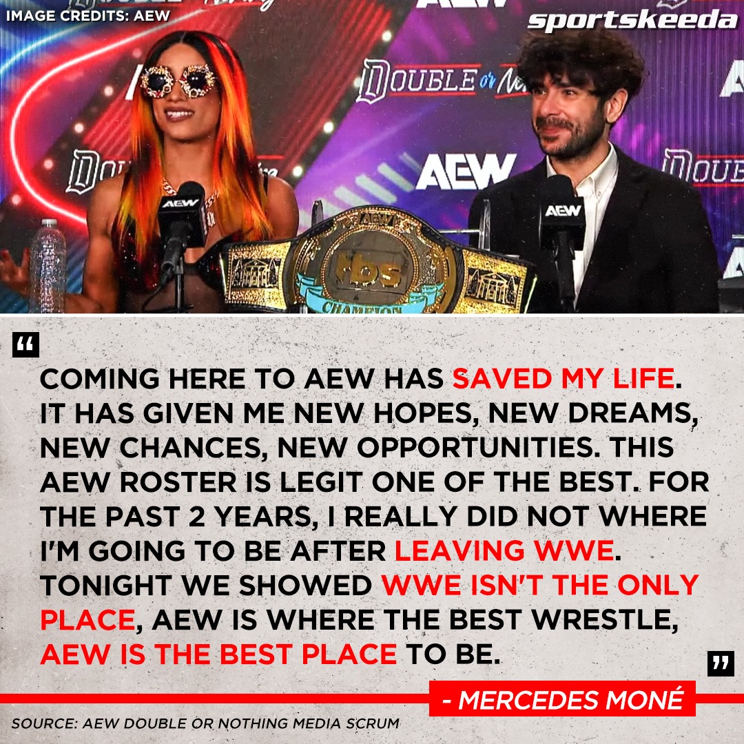 #MercedesMoné speaks very highly of #AEW and what the company means to her. #AEWDoN