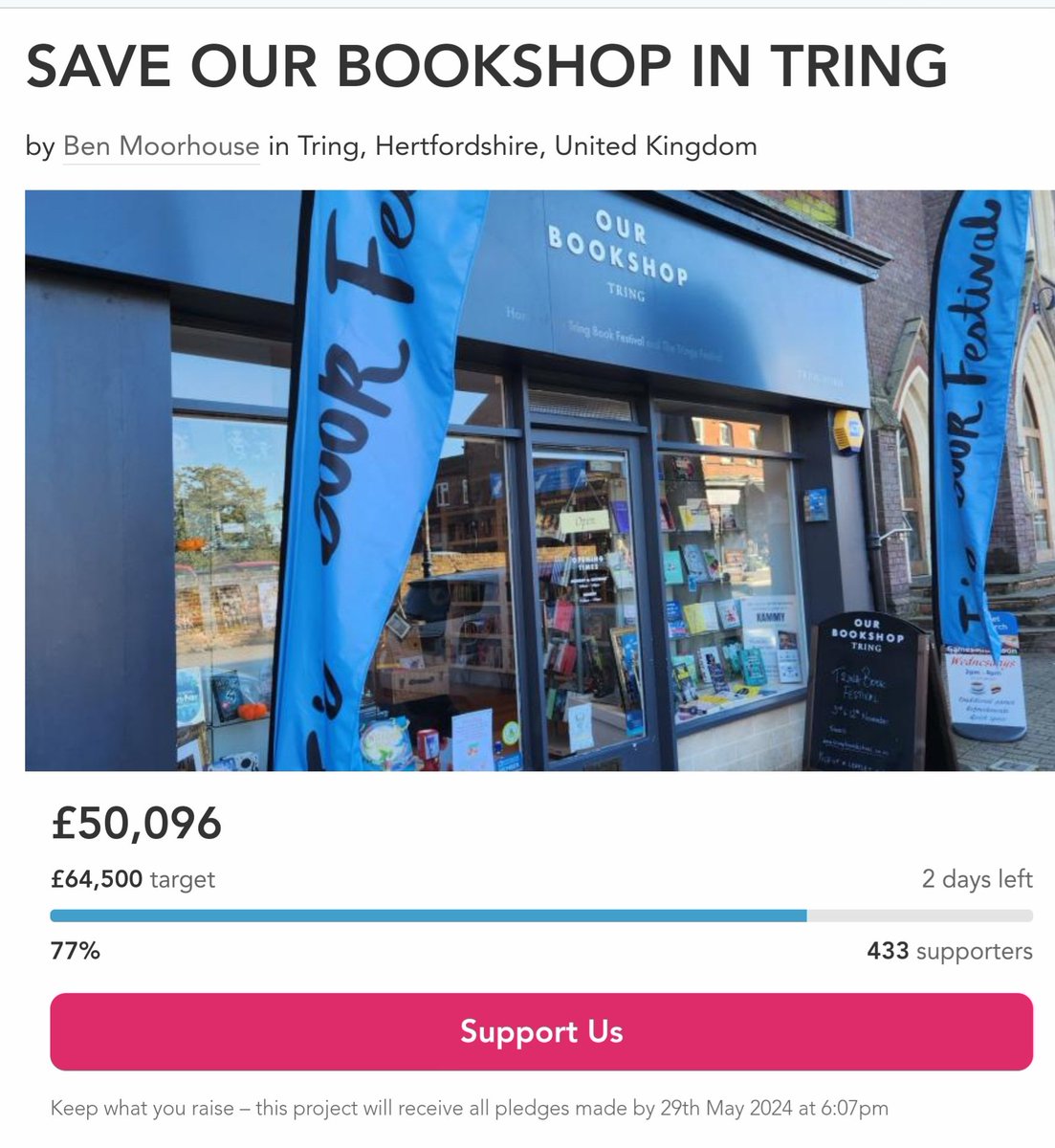 #crowdfundingupdate Just 2 days left. Yesterday, we received an incredible 8% increase from an amazing 53 supporters. Thank you everyone. #keeppushing crowdfunder.co.uk/p/save-our-boo…