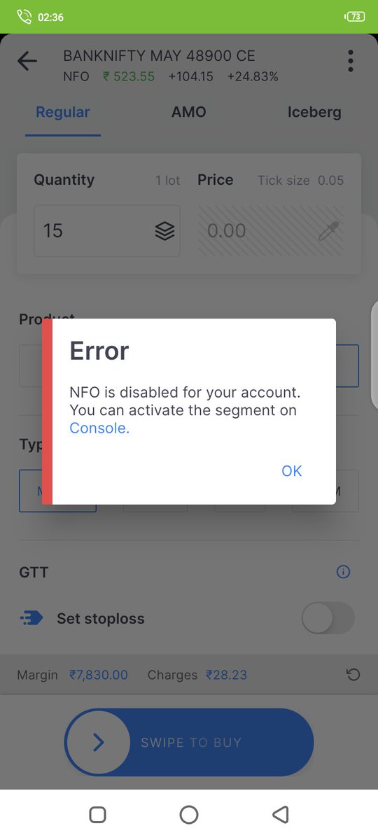 NFO is already enabled but still showing this please resolve this issue and customer care is also not picking up the call #zerodha @zerodhaonline @Nithin0dha @nikhilkamathcio @NSEIndia @SEBI_India @AnilSinghvi_