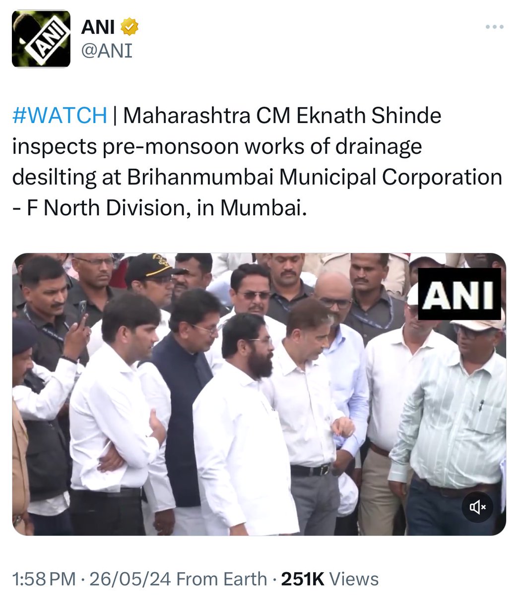 Elections in Maharashtra is over:

Uddhav and Aditya are out of India for vacation.

CM Shinde is on ground inspecting pre-monsoon work with BMC.

(Uddhav is MLC and Aditya is MLA)