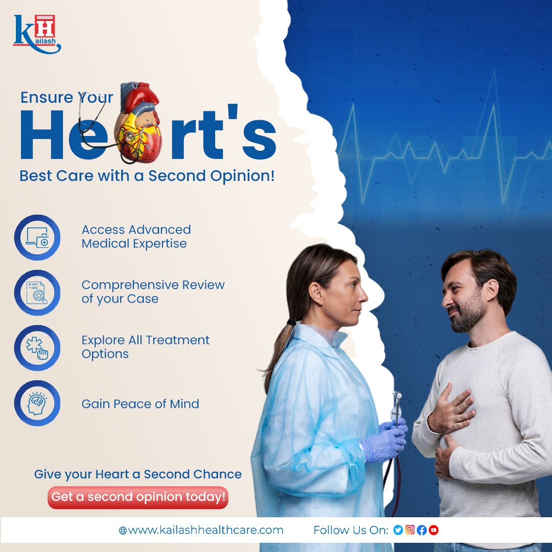 Advised heart surgery? Don't settle for doubt! Ensure your heart health with a second opinion. Consult our Heart Specialists: kailashhealthcare.com #heartcare #hearthealth #secondopinion #knowyouroptions
