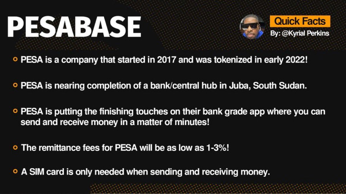 With #RWA gaining traction and more people are looking getting in to real world assets Pesabase is currently number 1 on my list and heres a few facts by my good friend Perkins!
#RealWorldAssets #crypto #pesa #remittance