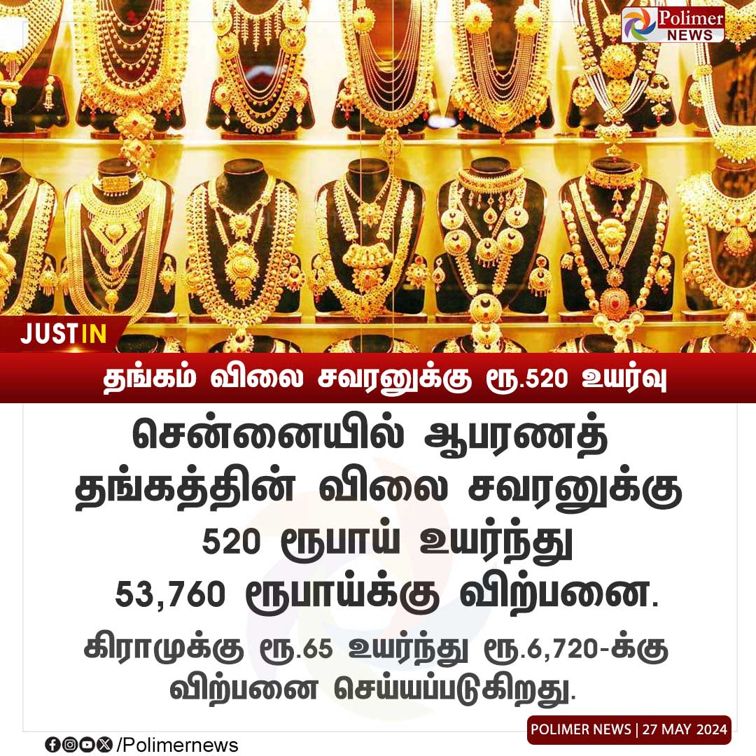 #JUSTIN || தங்கம் விலை சவரனுக்கு ரூ.520 உயர்வு | #Chennai | #GoldPriceUpdate | #Gold | #PolimerNews