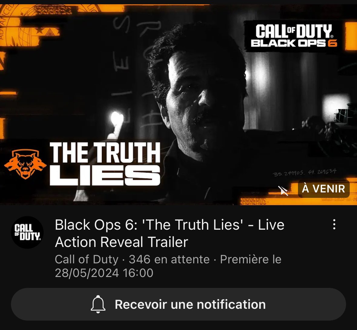CoDQG_'s tweet photo. Un live action reveal trailer de #BlackOps6 sera publié demain à 16h. https://t.co/fnHU3T6teq