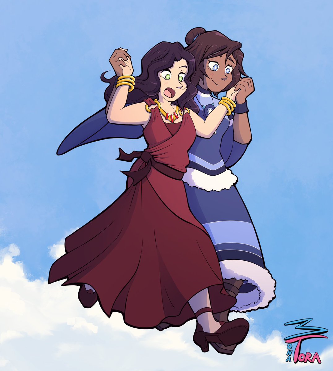 How about some Korrasami to brighten your day! Inspired by a scene in Howls Moving Castle.

#TheLegendofKorra #korrasami #korra #asami