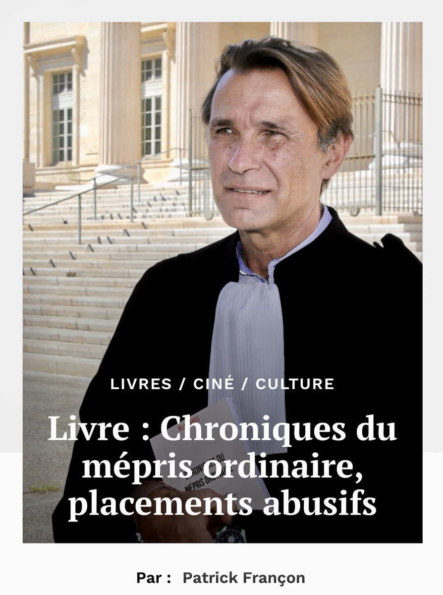 «  Chroniques du mépris ordinaire - Placements abusifs - Ce que j’ai vu ».

Le livre passionnant à lire malgré la tristesse qui domine est un plaidoyer pour une vraie révolution juridique. 

gillescharles.info/2024/05/livre-…

google.com/gasearch?q=ama…