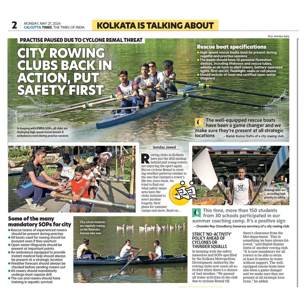 City rowing clubs are back in action, putting safety first. We tried to find out what safety measures the club initiated for Cyclone Remal. Read on.. #cycloneremal #rowing #safetyprecautions #calcuttatimes