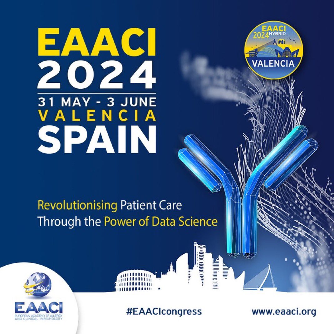 CAJMIR_SEAIC's tweet photo. Buenos días cajmireños. 
Esta semana se celebra el congreso europeo de alergia #eaaci24 en #Valencia #Spain. Os animamos a postear información científica con el hashtag @CAJMIR_SEAIC. Nos vemos en Valencia!!! https://t.co/hcPMjgR6Ws