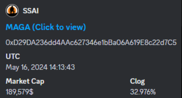 SilentSnipersAI's tweet photo. $MAGA
@MagaHAT_ETH
0xD29DA236dd4AAc627346e1bBa06A619E8c22d7C5 Called at 189k Market Cap - That's over a 1500x! Bull is coming.... JOIN NOW! #maestrobot #bananagun #memecoins #ai #100x #ethereum #trump #shitcoin #100xgems https://t.co/4a6XiUJQIs