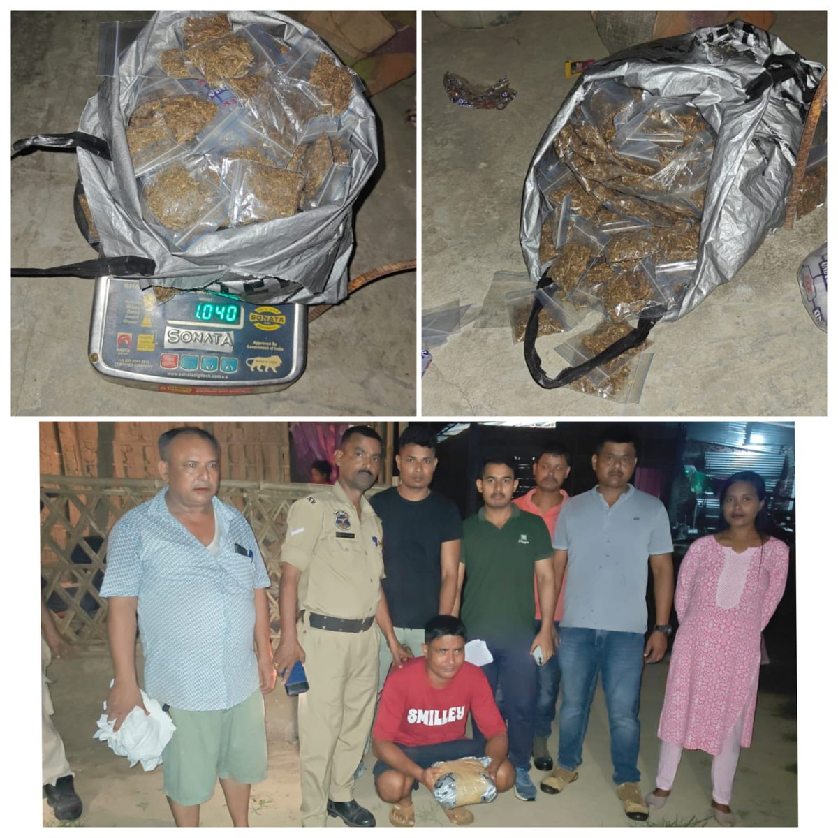 Acting on an Intel, a police team led by OC Lahowal PS and staff searched the house of a person namely Jumma Rahman of Bokul Majgaon, PS - Lahowal & seized 1.040 Kg of Cannabis (Ganja) in a plastic bag from his house. @CMOfficeAssam @assampolice @DGPAssamPolice @gpsinghips