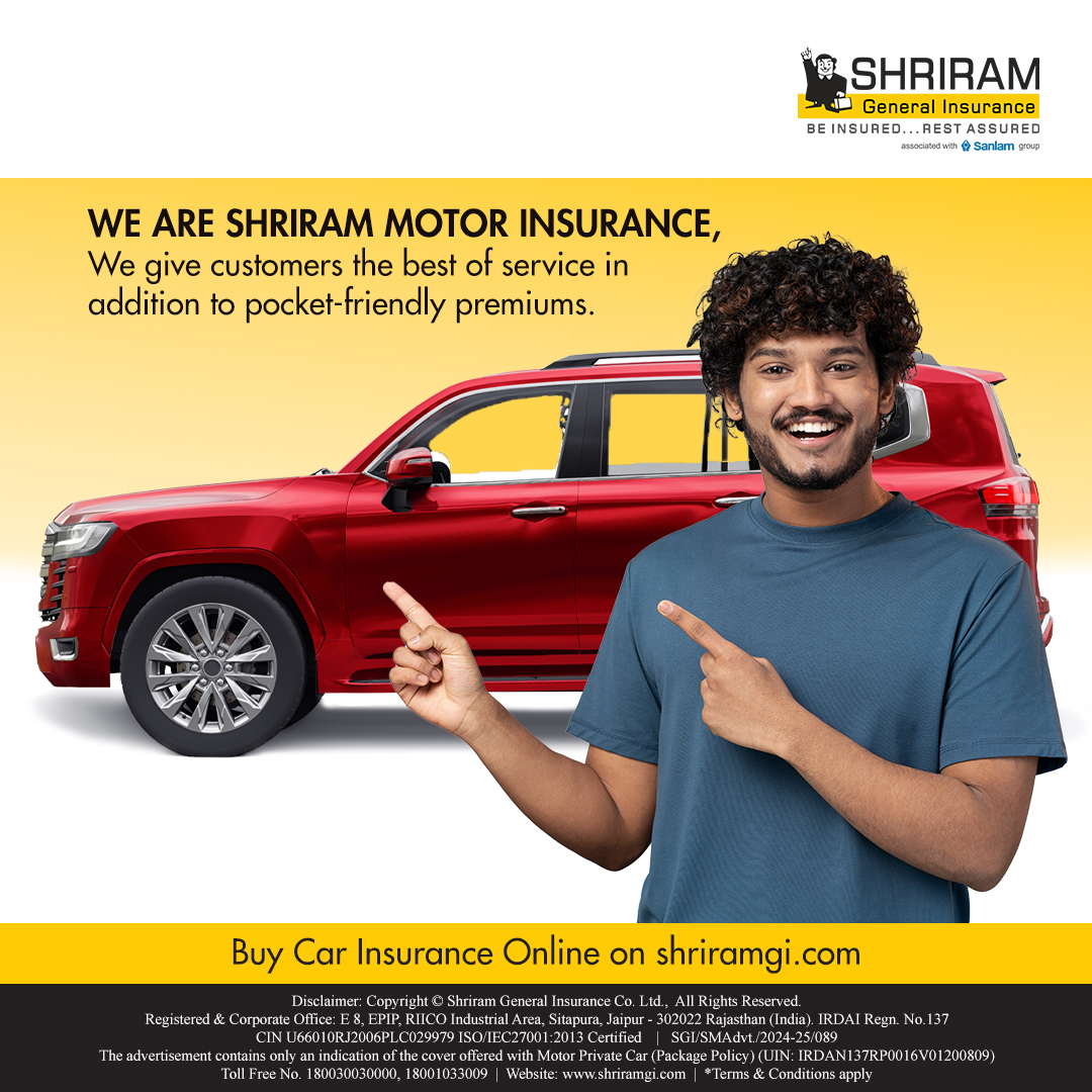 At Shriram Motor Insurance, we offer 24/7 customer support*, comprehensive coverage, and top-notch service with pocket-friendly premiums. Drive with confidence.
Visit to get insured at shriramgi.com/car-insurance

#ShriramMotorInsurance #CustomerFirst #ShriramGI #ShriramCarInsurance