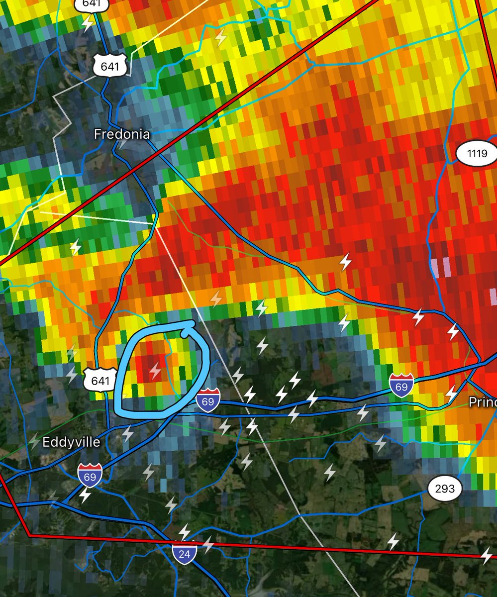 DEBRIS BALL with destructive #tornado riding I69 just west of PRINCETON, KY take cover immediately!