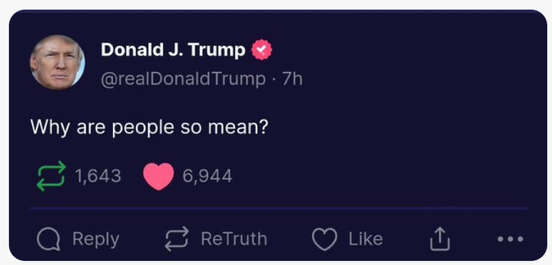 herotimeszero's tweet photo. Let me get this straight. The guy who made fun of a reporter with disabilities. The guy who made fun of John McCain for getting captured and tortured. The guy who calls his opponents' wives fat pigs. The guy who calls soldiers suckers. The guy who ruthlessly attacks people's looks, weight, height, color, nationality, immigration status, age, gender, and pronoun. The guy who calls for a bloodbath, civil war and violence if he isn't elected. The guy who needs 25 gag orders because he can't STFU for 3 seconds and stop threatening people. That's the guy crying, "Why are people so mean?"